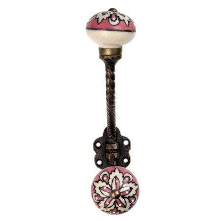 Peach Flower Ceramic Antique Rope Iron Hook